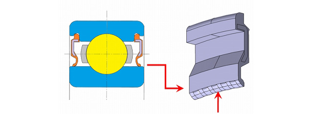 （左）開発品の断面図　（右）開発シールに設けた円弧状の微小突起